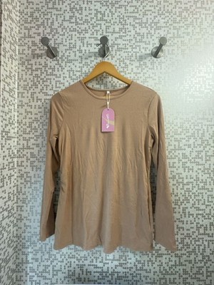 Sweetyweee Ribbed Long Sleeve Crewneck Basic Top in Camel