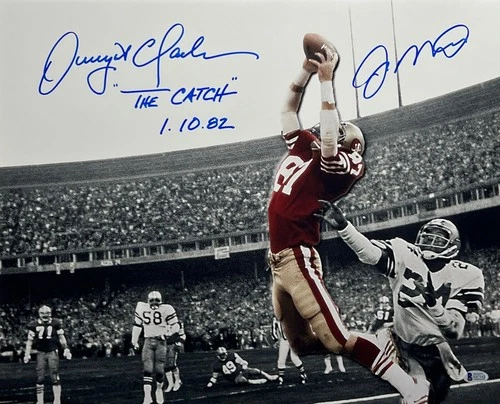 SAN FRANCISCO 49ERS JOE MONTANA DWIGHT CLARK 8X10 SIGNED PHOTO AUTOGRAPH REPRINT