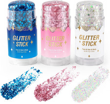 Body Glitter Stick for Face Hair, Pink Blue White Glitter Mermaid Makeup