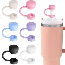 Straw Covers Cap Reusable Silicone Straw Toppers With Cup Spill Leak Stopper