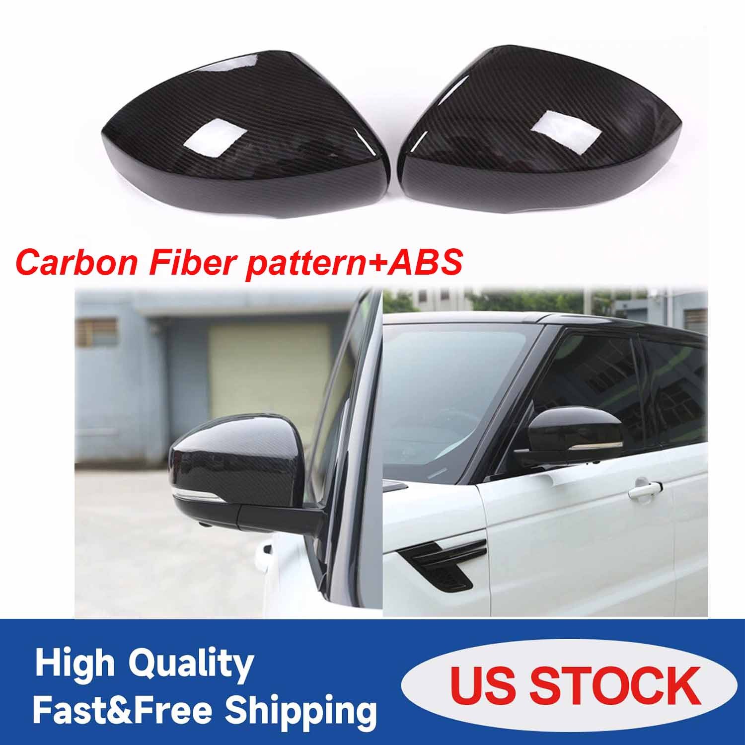 Side Rearview Mirror Cover For Range Rover Sport 2014-17 Carbon fiber Style