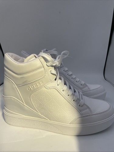 Guess High Top Sneaker Woman's Size 11 Lace Up White Accent Shoes - Picture 5 of 7