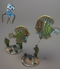 2 Vintage Collectible Hand Blown Glass Fish