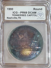 1990 Nashville Tennessee Capitol 1 oz Round ICG PR-68 IDC Verified DCAM