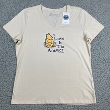 Life is Good Shirt Womens Size L Beige Winnie the Pooh Love is the Answer Life is Good Shirt Womens Size L Beige Winnie the Pooh Love is the Answer