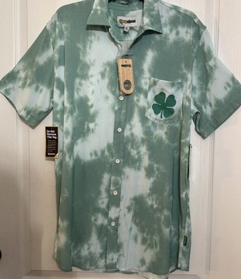 Tipsy Elves St Patricks Day Mens Button Down Shirt Sz: L Tie Dye w/Bottle Opener