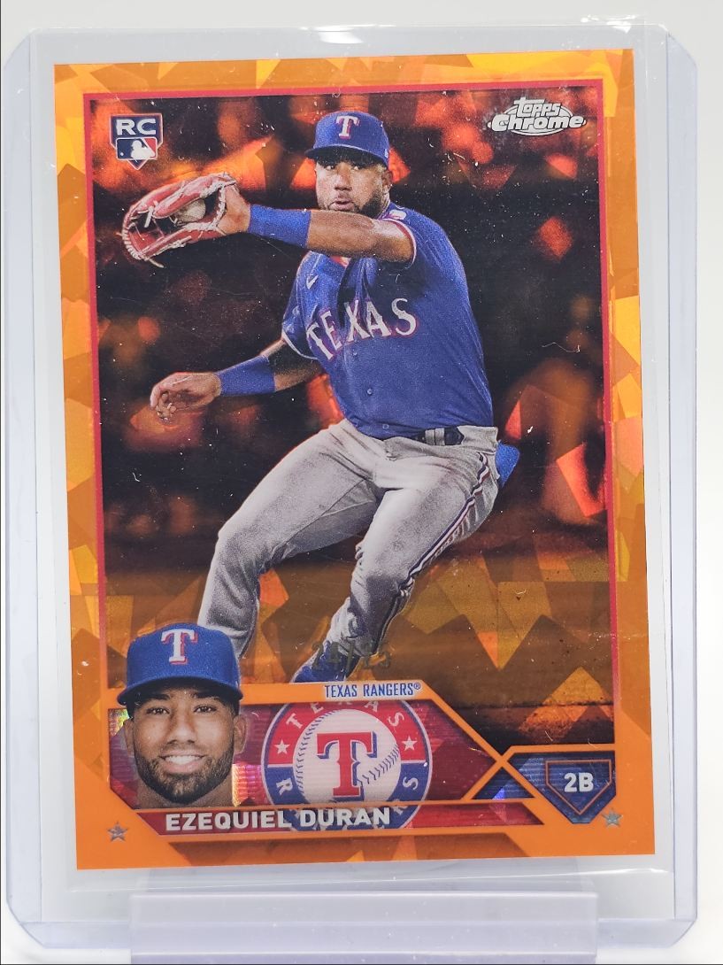 EZEQUIEL DURAN 2023 TOPPS CHROME ROOKIE SAPPHIRE ORANGE RC /25 Q5972