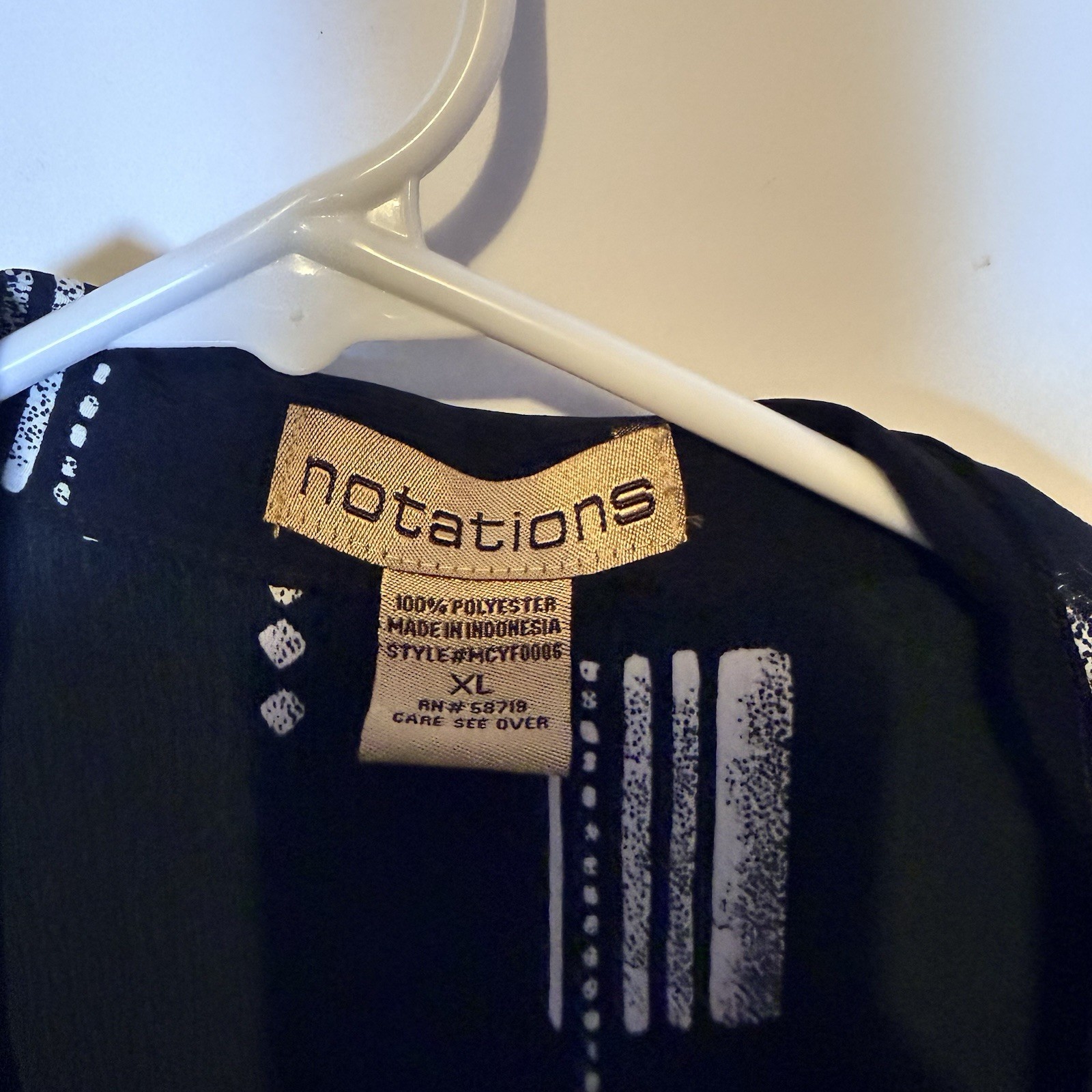 Notations Black Abstract Print Button Up Blouse X… - image 4