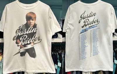 2010 Justin Bieber My World Tour 2 Sided T Shirt Full Size S-5XL