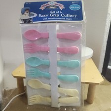 2011 Baby King Easy Grip Cutlery Set of 6 2 pastel pink yellow green fork spoon