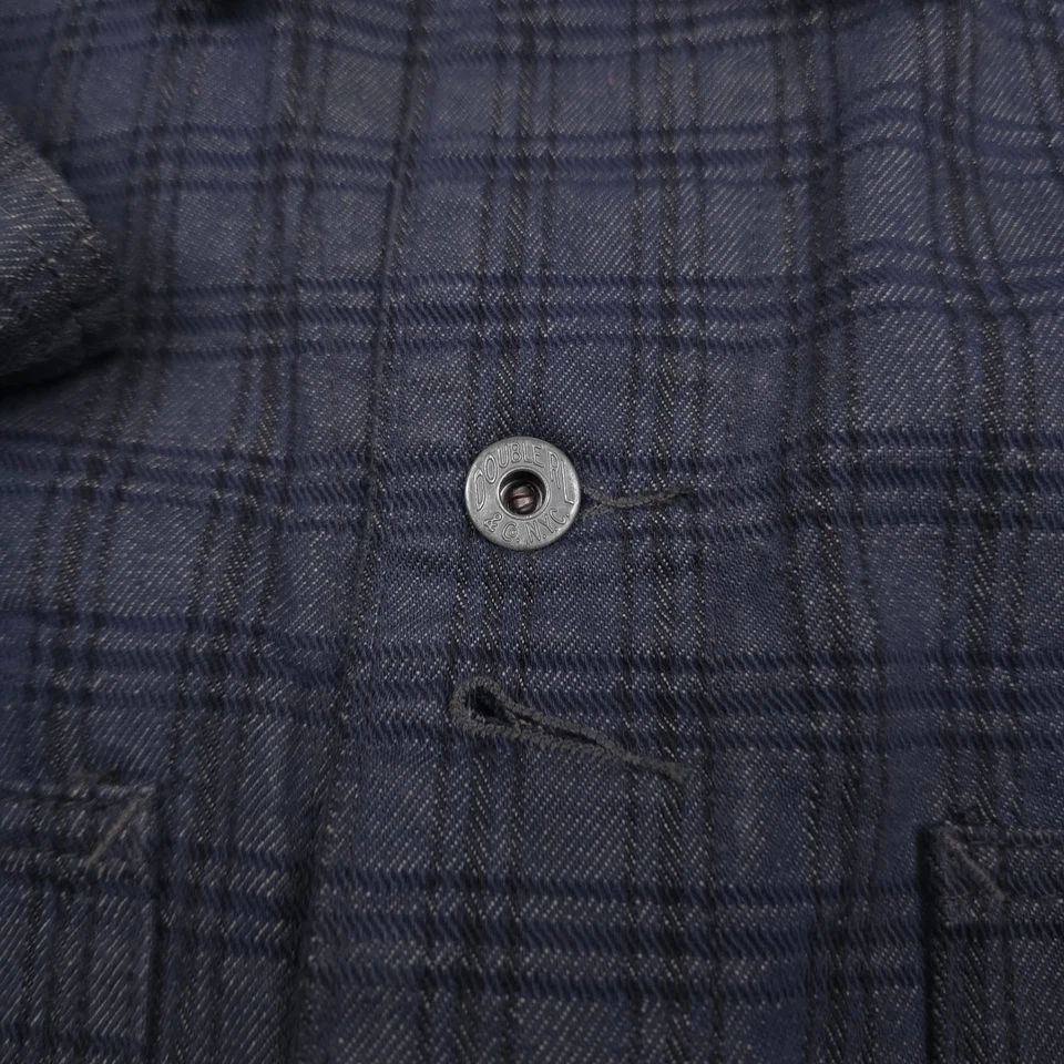 Chaqueta de trabajo RRL Ralph Lauren azul a cuadros jacquard denim para hombre talla pequeña Foto 4 de 4