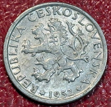 HIGH GRADE AU 1952 CZECH REPUBLIC-CZECHOSLOVAKIA 1 KORUNA COIN-DEC837