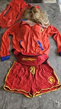 Baywatch Lifeguard Red Costume Complete Outfit Set Zip One Size Wig Bum Bag