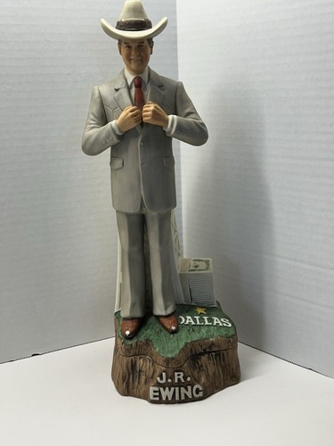 Vintage J.R. Ewing Decanter Music Box 15in Works Empty