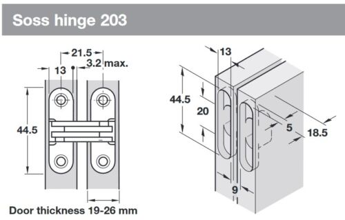 Soss Cabinet Invisible Hidden Hinge Concealed Mortice Various Models Genuine - Picture 7 of 12