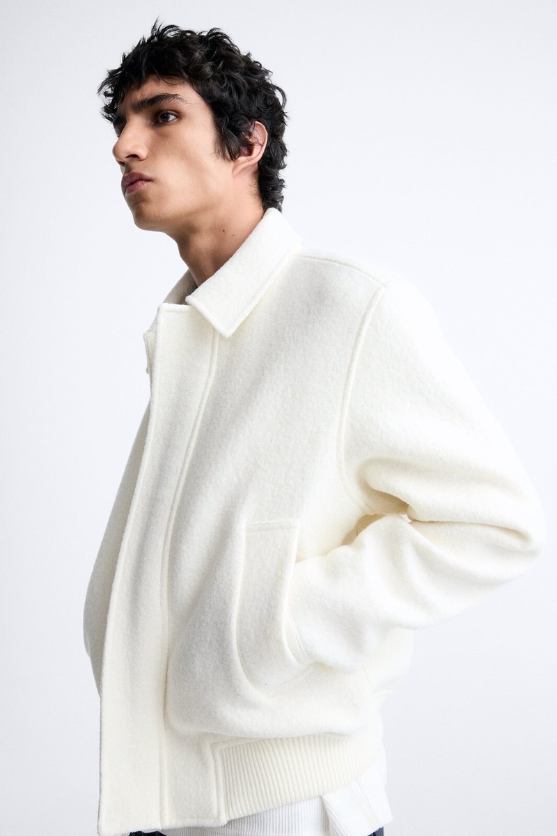 New Zara Boucle Textured Jacket Wool Blend S White 3286/507 New Zara Boucle Textured Jacket Wool Blend S White 3286/507