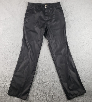 Vintage Levi's Lot 53 Pants Mens 32x34 (31x33) Black Polyester Leather Look