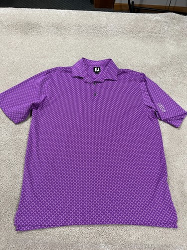 Footjoy Poloshirt Herren Large Tpc Sawgrass Lila Geometrisch Golf Performance