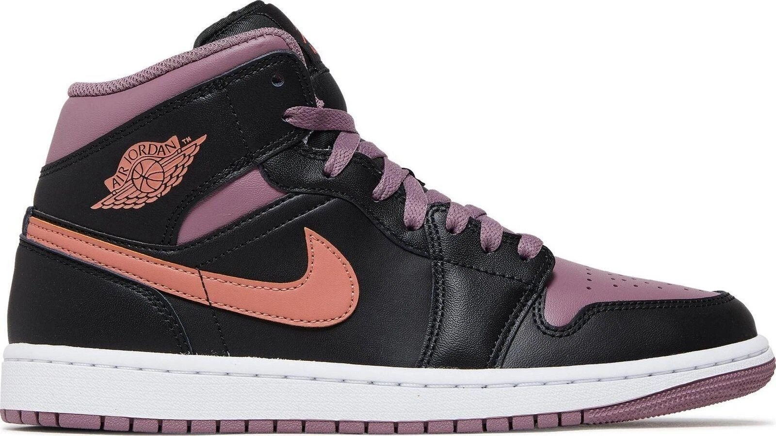 Jordan Air 1 Mid SE White/Black/Light Solar Flare Heather/Hyper