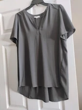 Dark Green Pleione Short Sleeve Blouse NWOT Large 