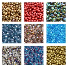 Rutkovsky 151-19001 Round Fire Polished Beads Czech Glass * Many Colors