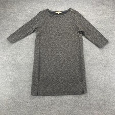 Ann Taylor LOFT Dress Womens Large Black Gray Sweater 3/4 Sleeve Stretch Mini