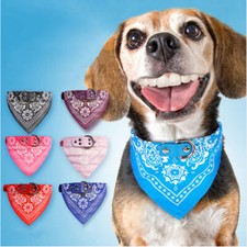 Adjustable Pet Dog Puppy Cat Neck Scarf Bandana with Leather Collar Neckerchief