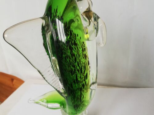 Grande vetro vintage Murano pesce pesce spada verde chiaro vetro arte merlino 14" - Foto 6 di 12
