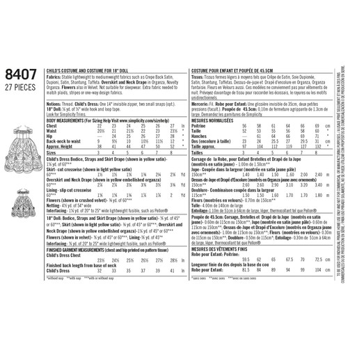 Disney Princess Costume Belle Beauty and the Beast Simplicity Pattern UPIC 8405 - Picture 14 of 14