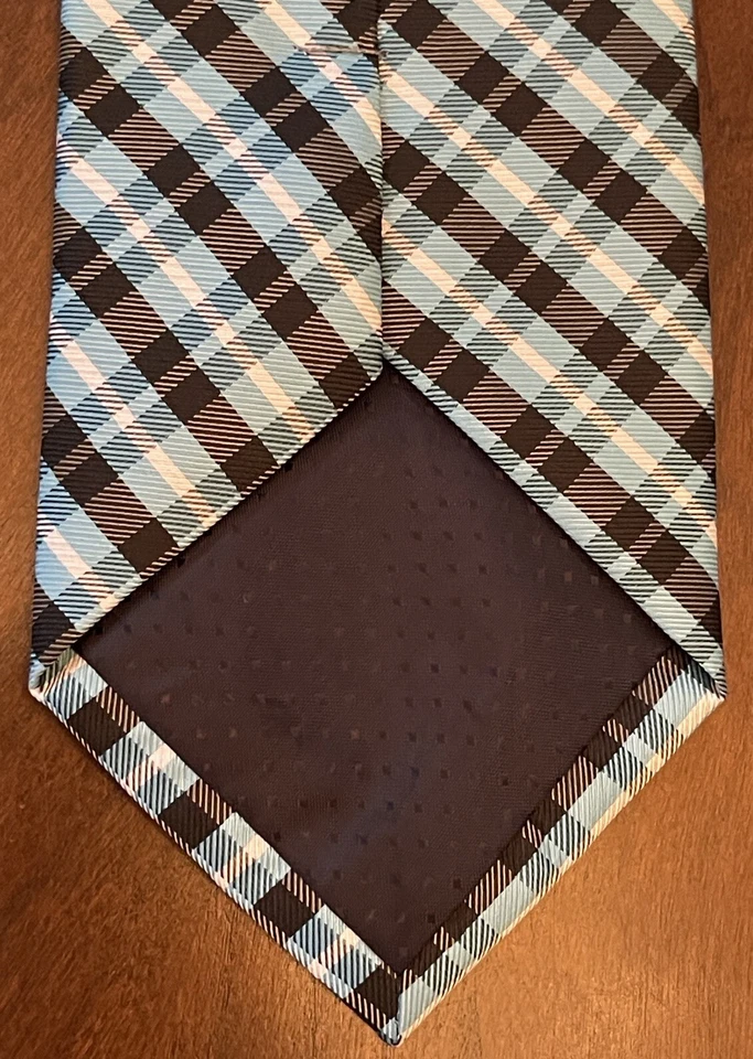 Corbata de cuello Adolfo azul negra hecha a mano 100 % poliéster para hombre hecha en China Foto 2 de 4