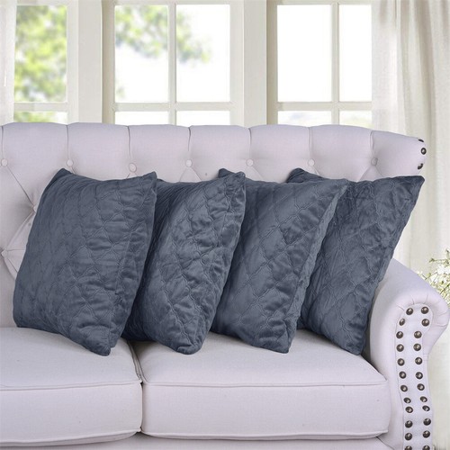 Pack of 4 Micromink Soft Solid Decorative Throw Pillow Covers Set Cushion Case - Picture 49 of 59