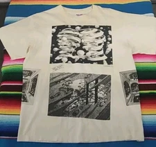 Vtg 1990s Andazia MC Escher White All Over Print T-Shirt XL 