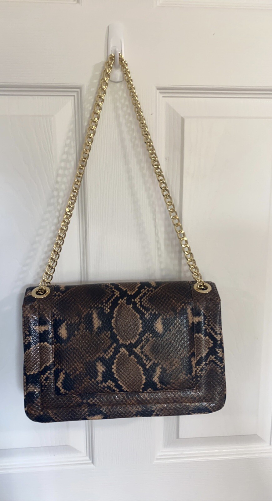 Valentino snake skin embossed leather gold chain straps shoulder Bag - Main Image