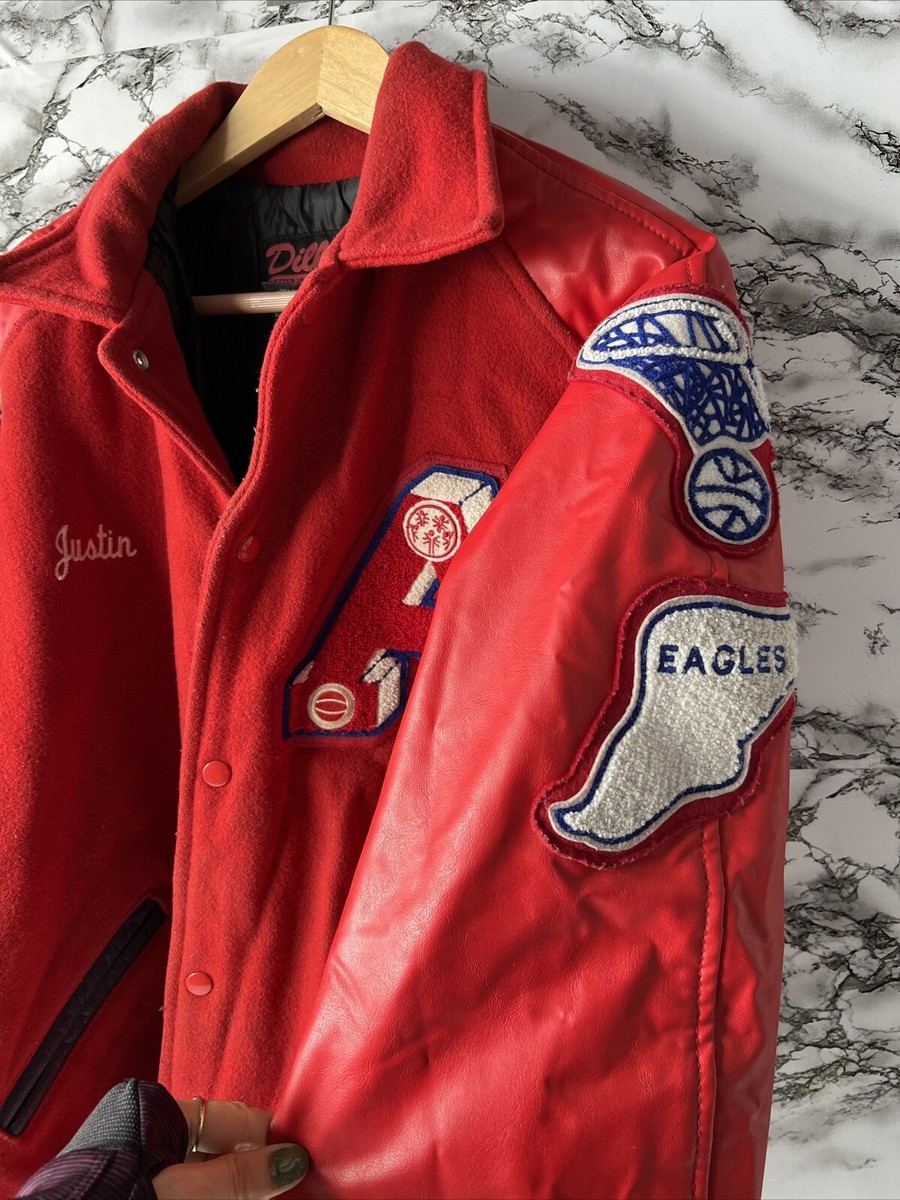 A42 【Dilly LETTER JACKETS】スタジャン【2XL】 Dilly Jacket Letter A Eagles Logo Button Up 2019 Class Size