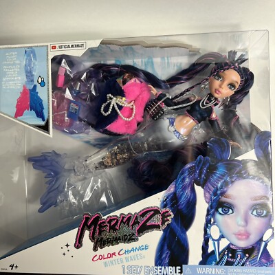 Mermaze Mermaid Winter Waves Nera Fashion Doll with Color Change NEW Hole On Box