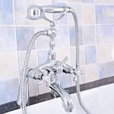 Silver Chrome Brass Bathtub Faucet with Handheld Spray Shower Mixer Tap 2tf754