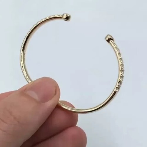 Cuff Bangle Bracelet 3Ct Round Cut Lab Created Diamond 14K Yellow Gold Plated - Picture 4 of 11