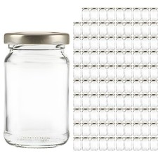 100 kleine Einmachgläser 107 ml Marmeladengläser Glasdose rund mit Deckel silber