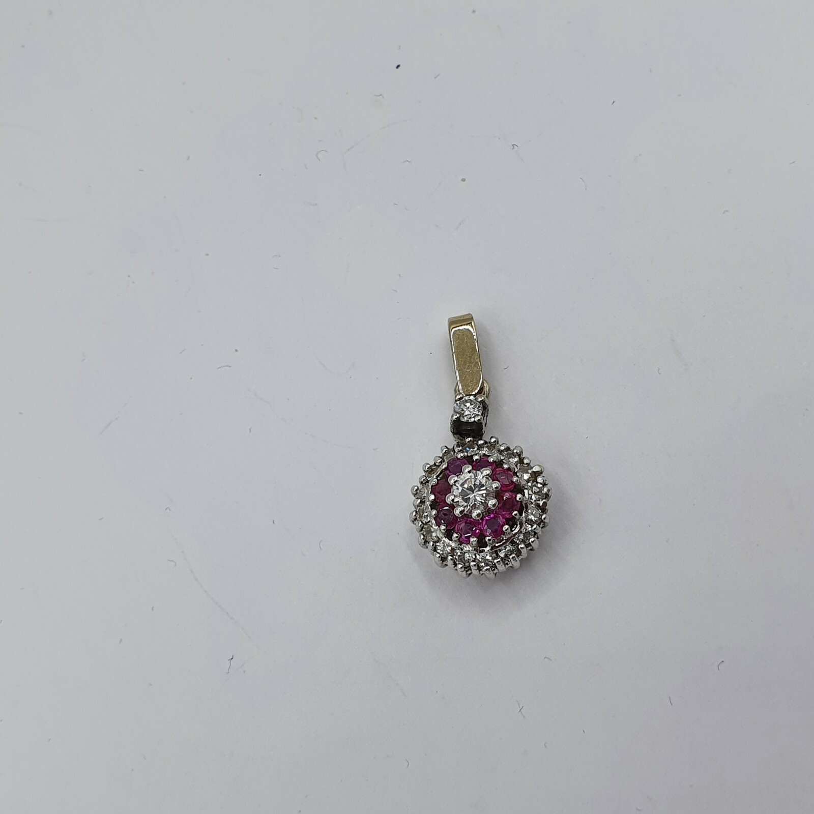 Details zu A225# Brillant Rubin Anhänger W- Gold 585 punziert ca. 1,07ct Gesamtrang 2
