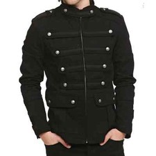 Gothic Military Band Black Jacket For Men Vintage Goth Coat Jacket Steampunk