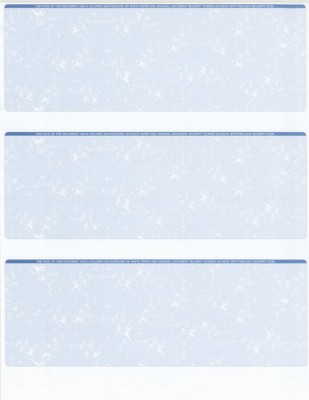 75 Sheets - 225 Checks  Blank Check Stock Paper - Blue - Three (3) on a Page