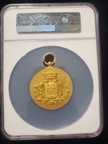 1903-Dated Gymnastique France Bronze Gilt Medal 51mm NGC MS67 (Z-0074) - Picture 2 of 2
