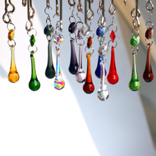 12Pcs Raindrop Crystal Chandelier Prisms Parts, Colored 53Mm Hanging Crystals Be