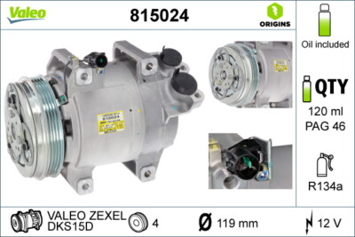 Valeo 815024 compressor, air conditioning for Mitsubishi
