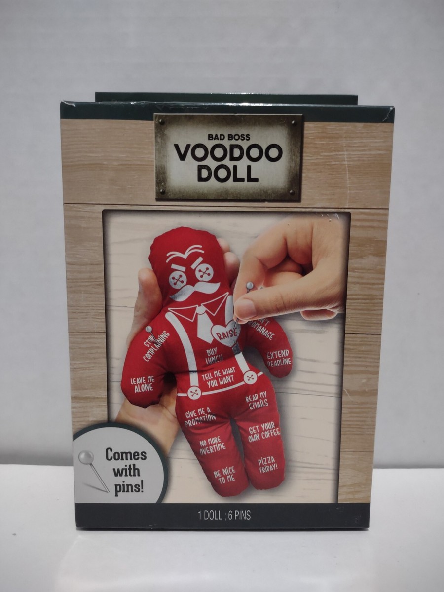 Red Bad Boss Voodoo Doll with 6 Pins Complete Hilarious Gag Gift