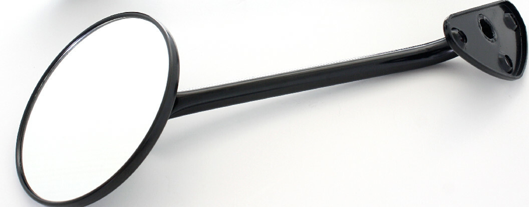 67-72 Chevy Truck Black Round Side View Mirrors - Driver & Passenger - Manual Steel Arms - Keypart/Counterpart