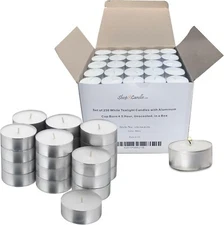 Long Burning 4-5 Hour Unscented Tea Light Candles, White, Bulk 250