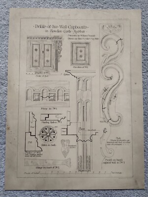 Rowallan Castle, Ayrshire - Details of a Wardrobe - Antique/Vintage Print - 1888