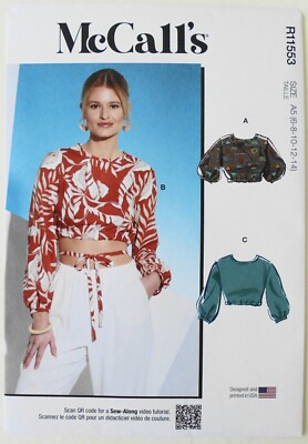 McCalls 8324 Misses Tops A/B, C/D Cup Sizes Sewing Pattern Sz 6-8-10-12-14