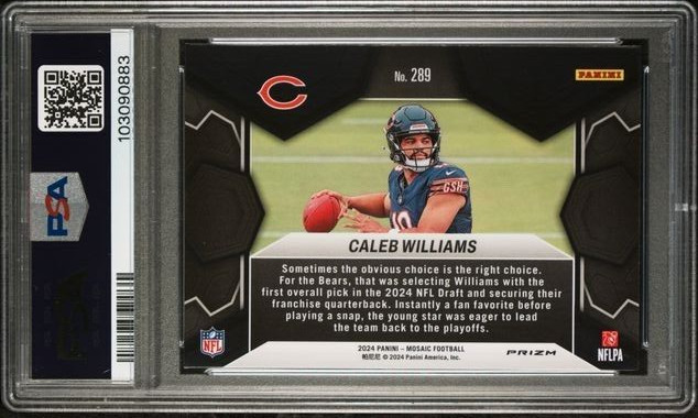 PSA 8 2024 Mosaic REACTIVE Yellow CALEB WILLIAMS RC Rookie Graded NM-MT #289 view 2